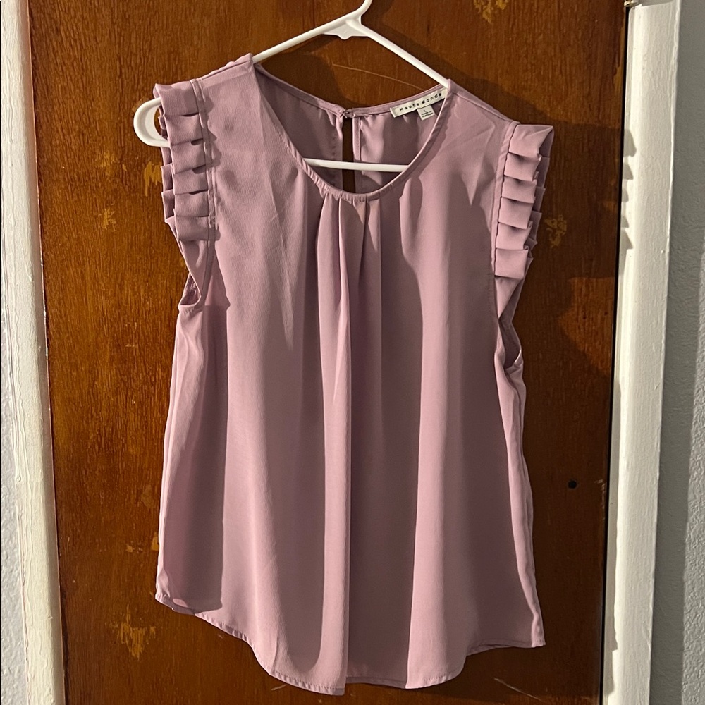 Haute Monde Mauve Ruffle Sleeve Blouse